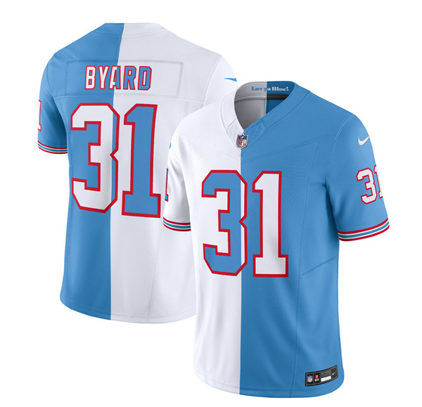 Men's Tennessee Titans #31 Kevin Byard White/Blue 2023 F.U.S.E. Split Vapor Limited Throwback Football Stitched Jersey
